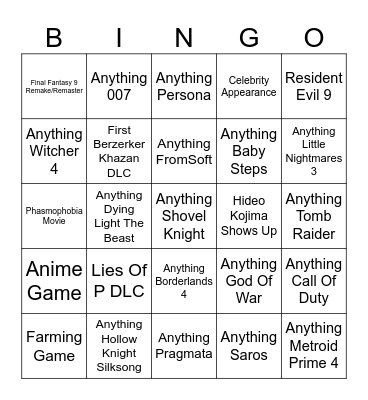 Summer Game Fest Bingo Card