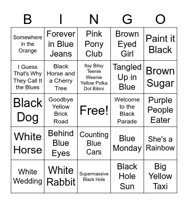 COLORS Bingo Card
