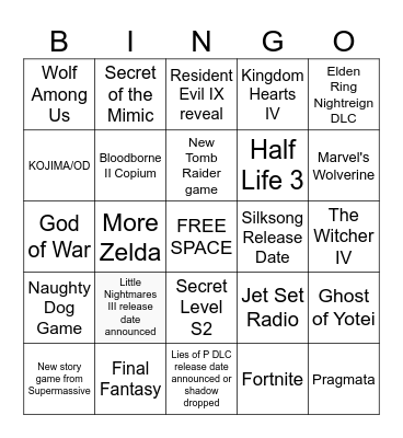 Summer Games Fest Bingo Card