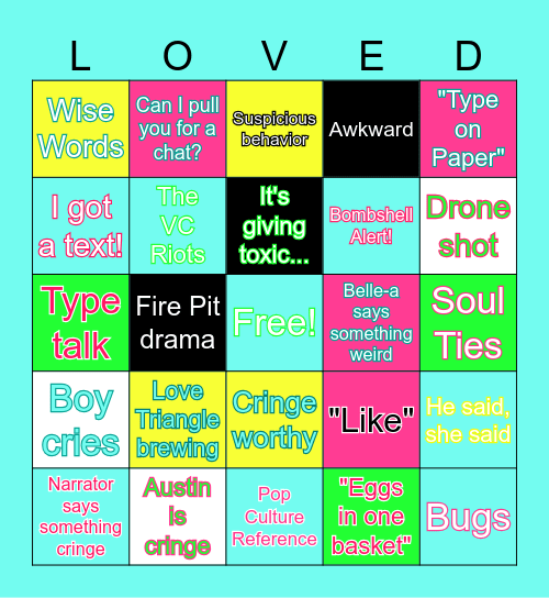 Love Island USA Season 7 Bingo Card
