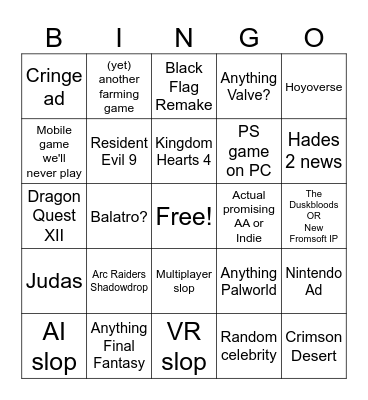 Zoomer Gay Feast Bingo Card