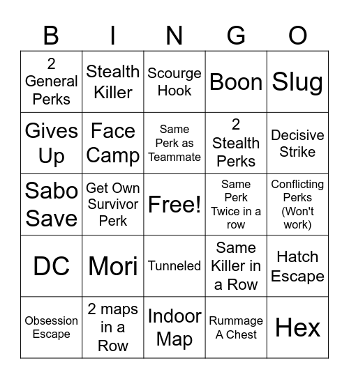 Chaos Shuffle Bingo Card