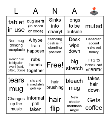 Lana Stream Bingo Card