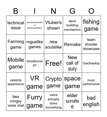 Summer Game fest 2025 bingo!!! Bingo Card