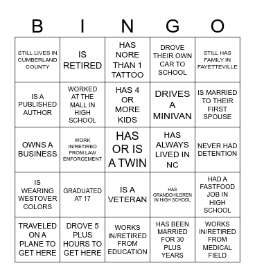 CLASS OF 1985 WOLVERINE BINGO Card