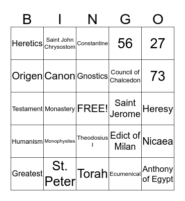 Chapter 8 Review Game Bingo Card