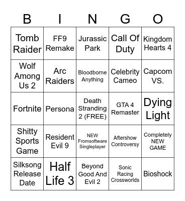 Summer Game Fest 2025 Bingo Card