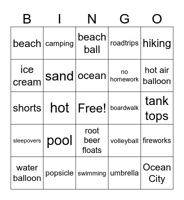 SUMMER-O Bingo Card