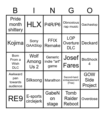 Summer Gay Fest 2025 Bingo Card