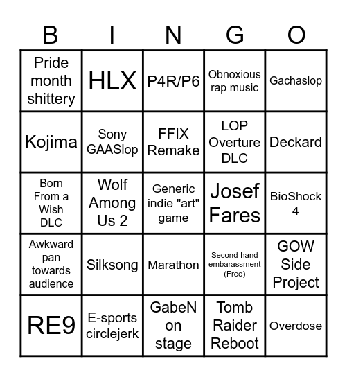 Summer Gay Fest 2025 Bingo Card