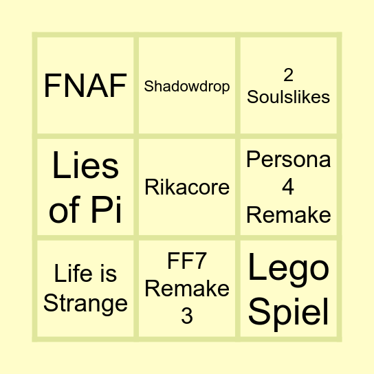 Summer Game Fest Bingo Card