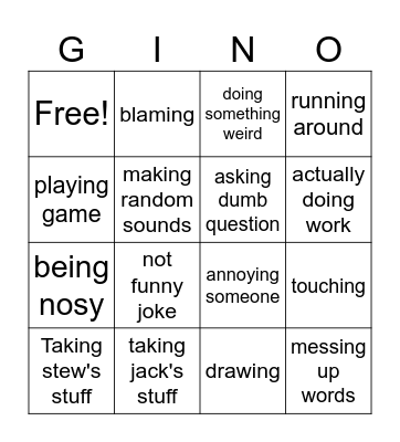 Gino Bingo Card