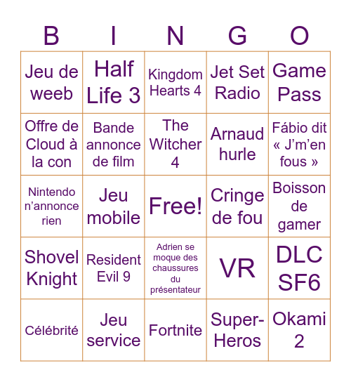 SummerGameFest Bingo Card