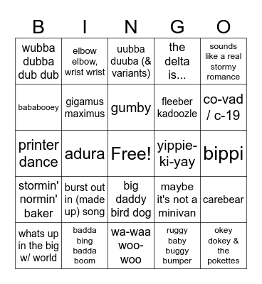 Bradisms Bingo Card