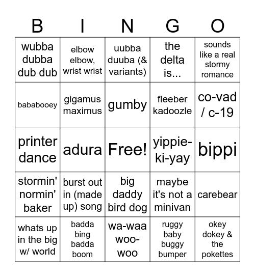 Bradisms Bingo Card