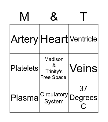 Circulatory System Bingo Card