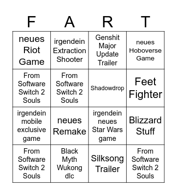 Summer Gayme Fest Bingo Card