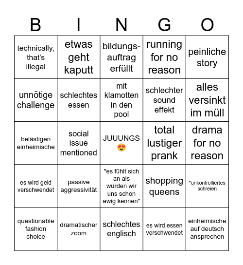MÄDCHEN WG '25 Bullshit Bingo Card