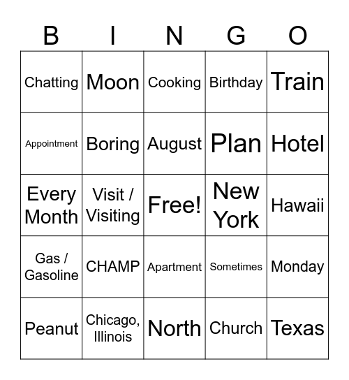 ASL 2 Bingo Card