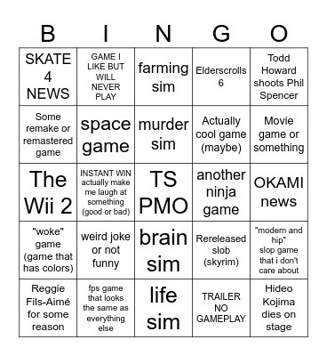 Will never bingo 2 Bingo Card