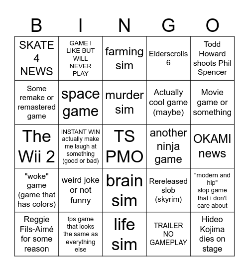 Will never bingo 2 Bingo Card