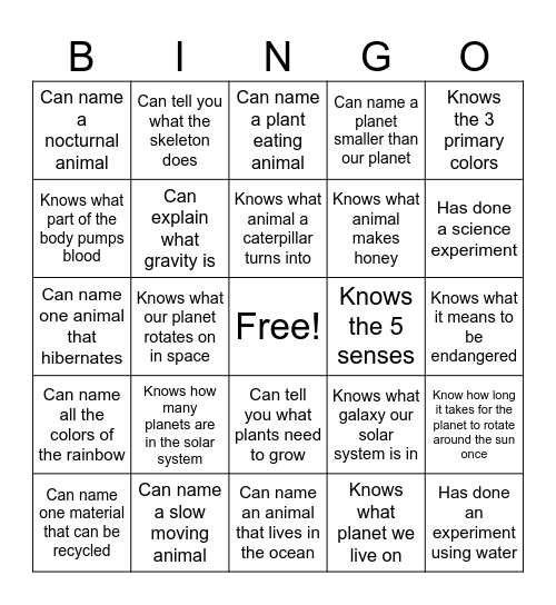 Find a Friend Who... Bingo Card
