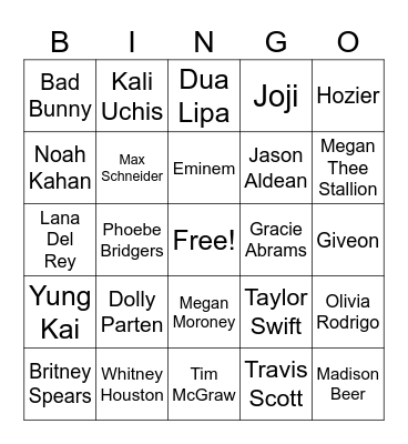 Club Bingo Card