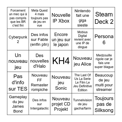 Summer Game Fest Bingo Card