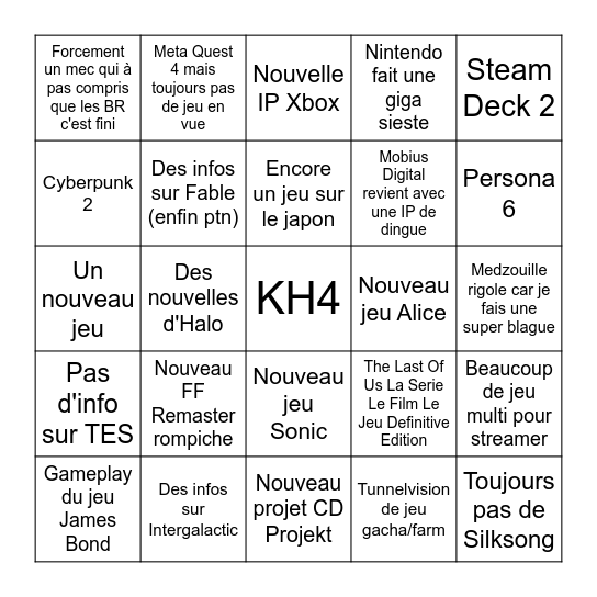 Summer Game Fest Bingo Card