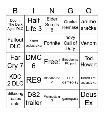 Summer Game Fest Bingo Card