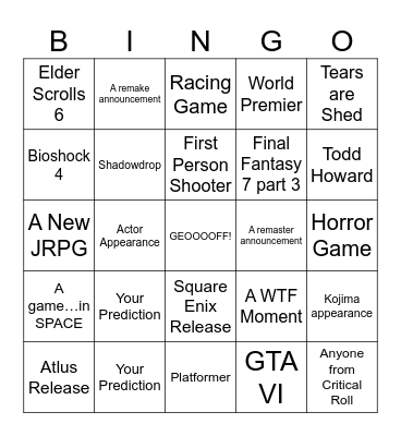 Super Bowl Bingo Card