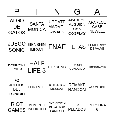 SUMMER GAME FEST 2025 Bingo Card