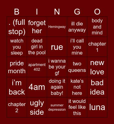 girl in red bingo! Bingo Card