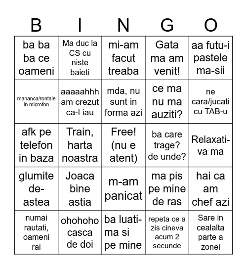 ROCCO Bingo Card