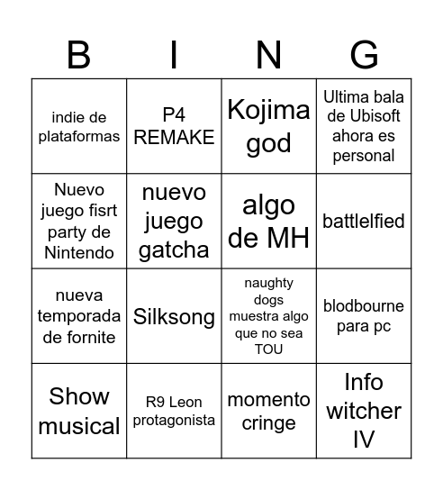 Untitled Bingo Card