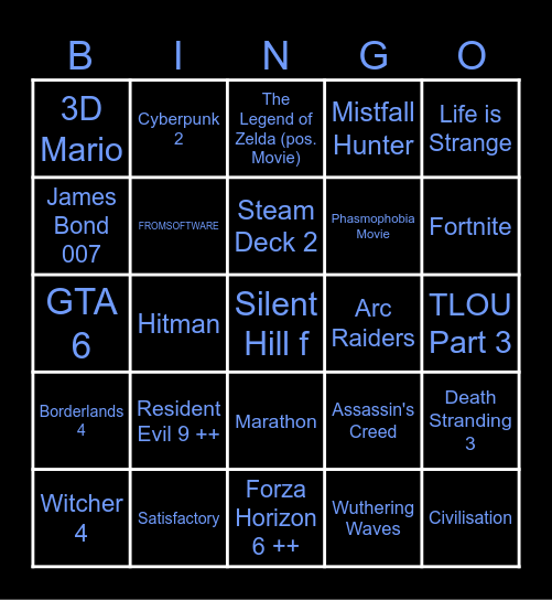 Summer Game Fest '25 Bingo Card