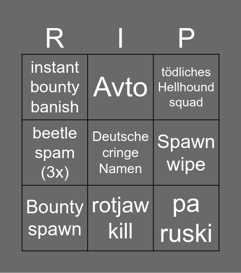 Alltag in Hunt: Showdown 1896 Bingo Card
