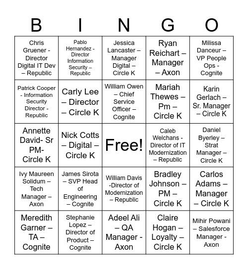 Mitch Bingo Card