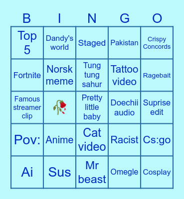 Brainrot bigno Bingo Card