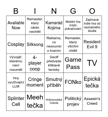Summer Game Fest Indian BINGO Card
