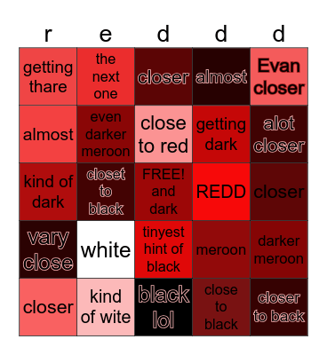 red and black Bingo Card