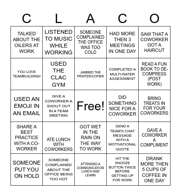 CLAC-O KINDNESS Bingo Card