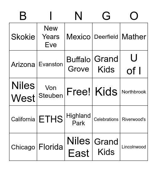 Old Friends Bingo Card