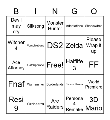 Summer Games Fest Bingo Card