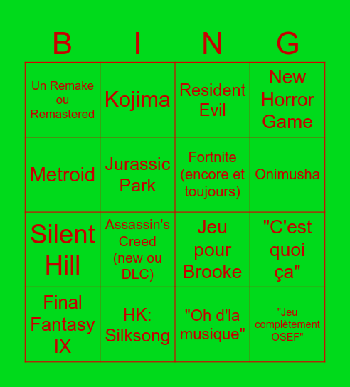 Summer Game Fest Bingo Card