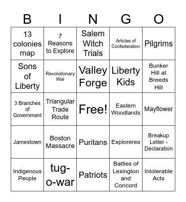 Social Studies Recap Bingo Card