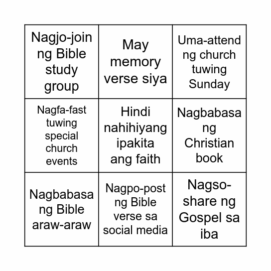 BINGO Game! - Christian Edition Bingo Card
