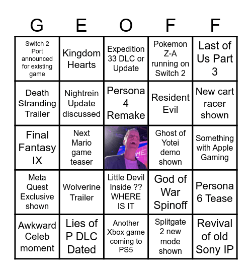 plzsendpie 2025 SGF Bingo Card