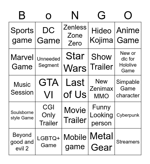 SGF + Xbox 2025 Aceybongos summer fun Bingo Card