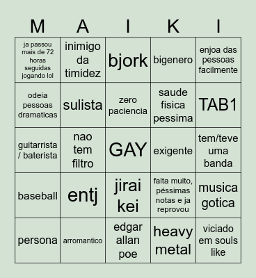 maiki bingo Card